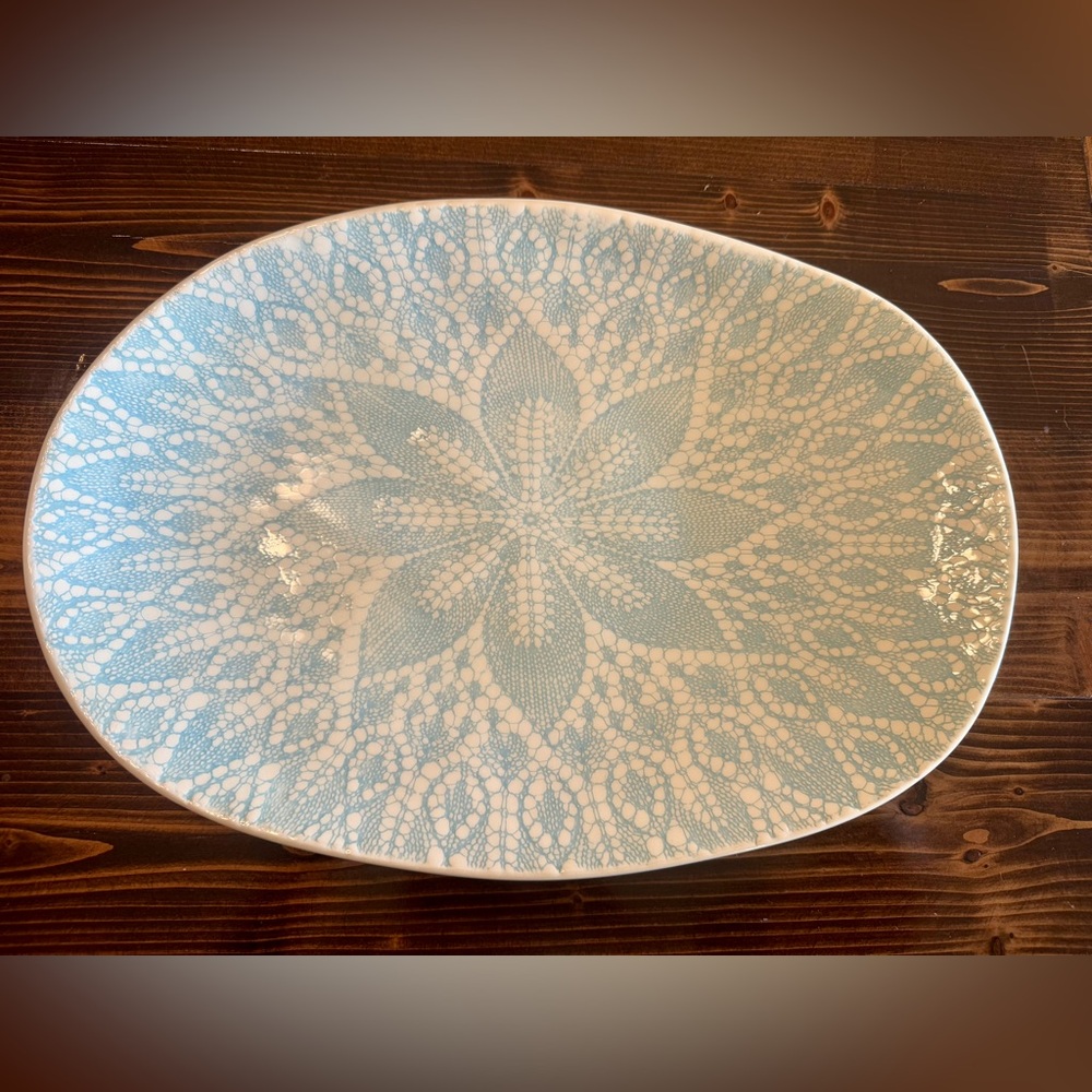 Viva by‎ Vietri Blue Lace Pattern Serving Platter RARE EUC